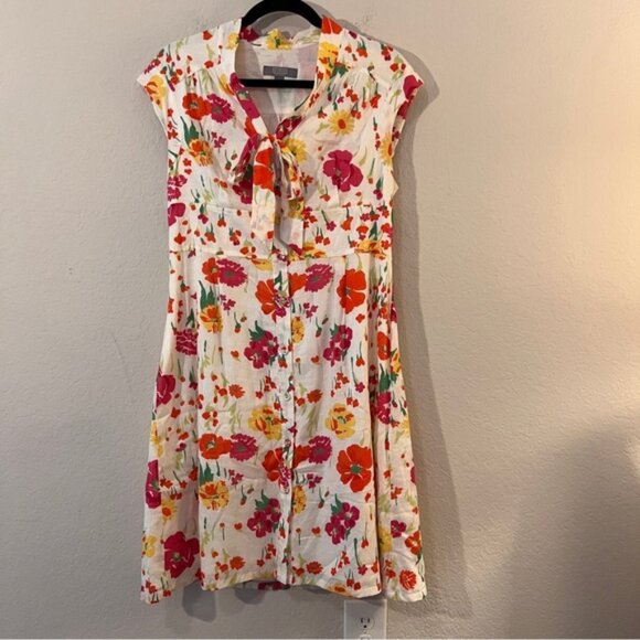 Merona Dresses & Skirts - Merona Colorful Floral Sleeveless Button-Up Dress Size 8 100% Cotton